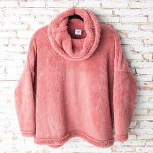 Cabi Pink LE Redux Embrace Plush Fleece Pullover Women’s M/L Cowl Neck Cozy